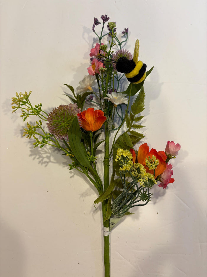 16" Summer Bloom Bee Flora| Spray Embellishment | DIY Wreath Supply, Simmer Floral