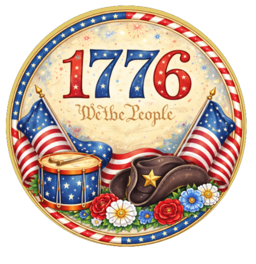 1776 America Fourth of July 10 Inch Wreath Sign, Metal Wreath Sign, Home Decor, DIY, The Ritzy Cactus