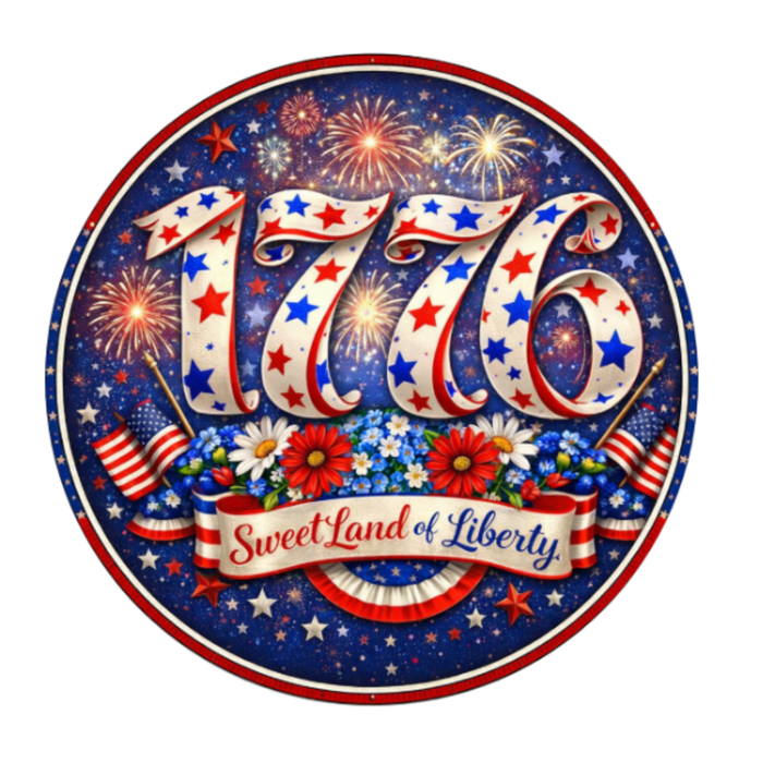 1776 Sweet Land Of Liberty  10 Inch Wreath Sign, Metal Wreath Sign, Home Decor, The Ritzy Cactus