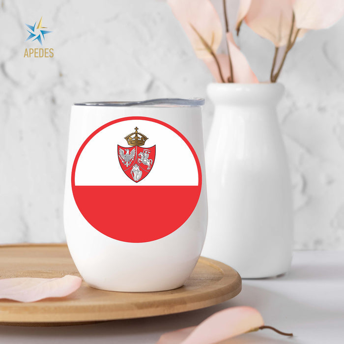 1861 Poland Lithuania Kiev Belarus Marine Flag Stainless Steel Stemless Wine Cup 12 OZ - Apedes Flags And Banners