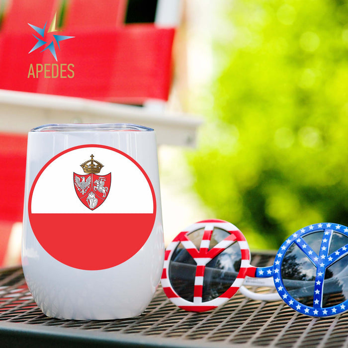 1861 Poland Lithuania Kiev Belarus Marine Flag Stainless Steel Stemless Wine Cup 12 OZ - Apedes Flags And Banners