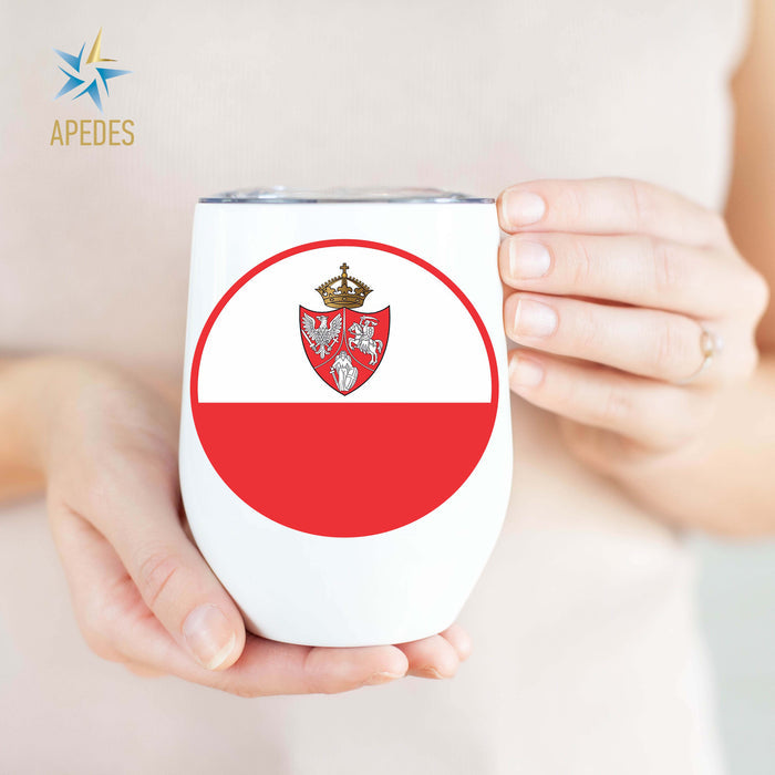 1861 Poland Lithuania Kiev Belarus Marine Flag Stainless Steel Stemless Wine Cup 12 OZ - Apedes Flags And Banners