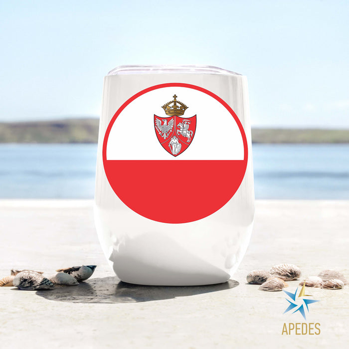 1861 Poland Lithuania Kiev Belarus Marine Flag Stainless Steel Stemless Wine Cup 12 OZ - Apedes Flags And Banners