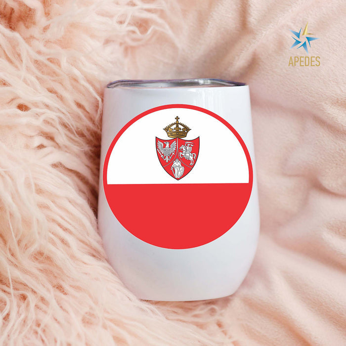 1861 Poland Lithuania Kiev Belarus Marine Flag Stainless Steel Stemless Wine Cup 12 OZ - Apedes Flags And Banners