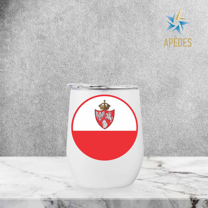 1861 Poland Lithuania Kiev Belarus Marine Flag Stainless Steel Stemless Wine Cup 12 OZ - Apedes Flags And Banners