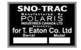 1967 Sno Trac Serial No. Decal