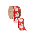 2 1/2" Wired Dupioni Ribbon | Retro Santa Face w/ Pom Pom Edge w/ White Backing | 10 Yard Roll