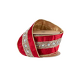 2 1/2" Wired Velvet Ribbon | Red with Gold Trim and Iridescent Jewel | 10 Yard Spool