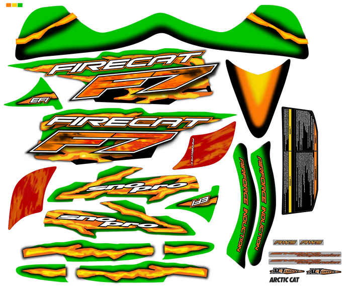 2005 F7 Firecat EFI Sno Pro Green Decals