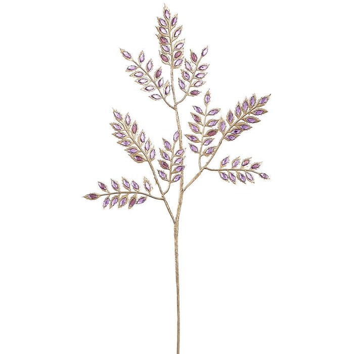 22.5" Rhinestone Leaf Spray Purple | l Elegant Wreath Pick | Holiday Embellishment | DIY Wreath Supply