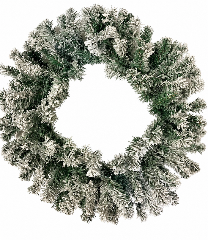 24 Inch Pine w/Flocked Snow Wreath Base