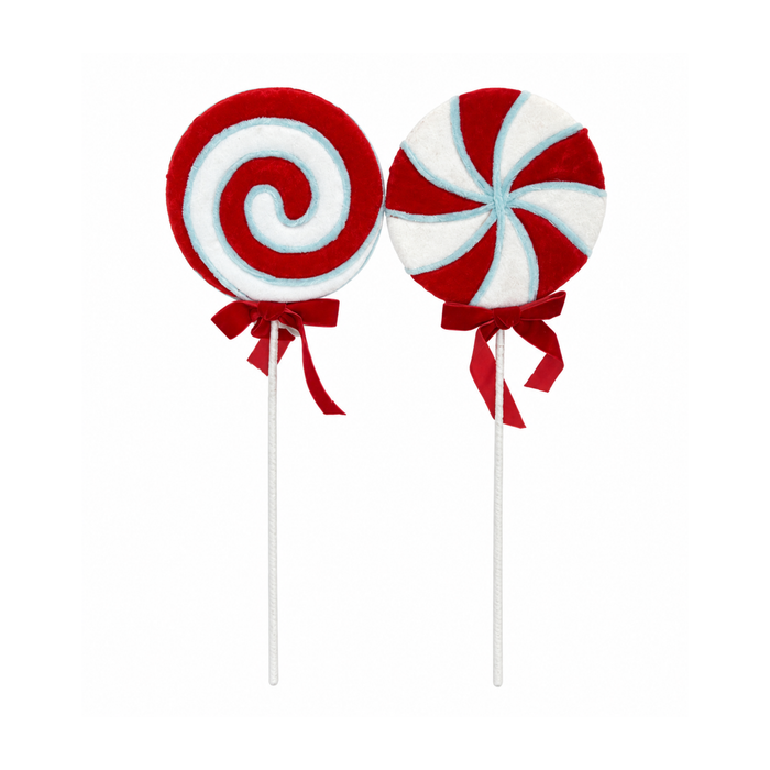 24 inch Set of 2 Peppermint Lollipops Wreath Embellishment