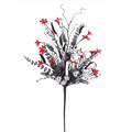 24"L Fabric Flower/Eva Leaf/Beads Spray Red Black White Wreath Greenery