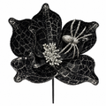 25 Inch Black Silver Glitter Spider Magnolia Stem Halloween Wreath Embellishment