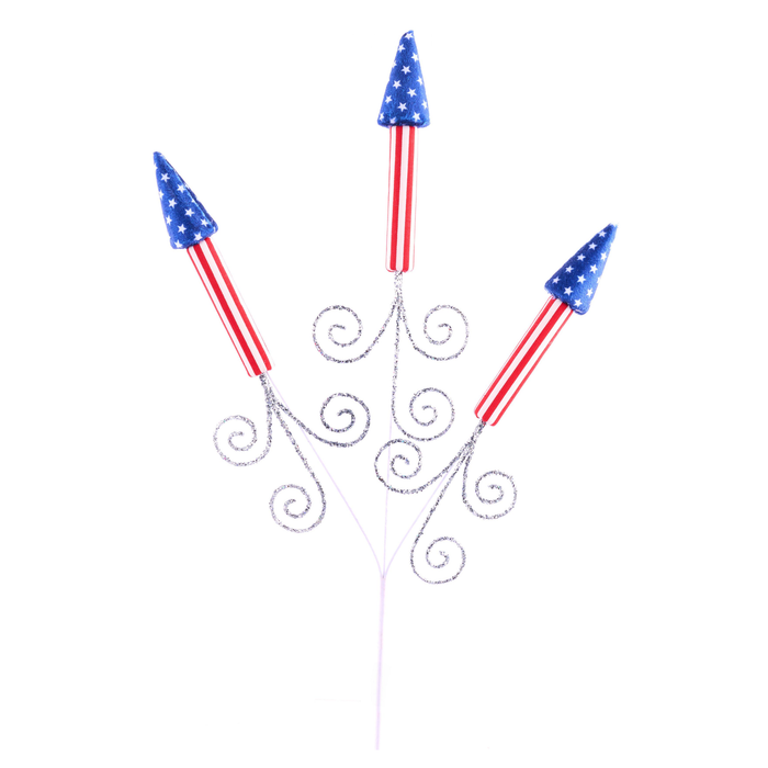 26" Lit Firecracker Spray| Holiday Patriotic Spray | DIY Decor Wreath Embellishment | Wreath Supplies