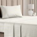 4 Piece Striped Sheet Set - Beige