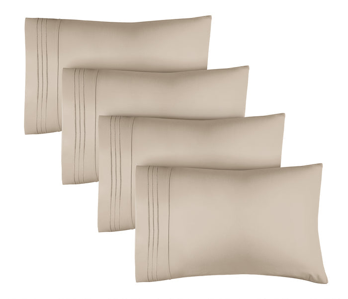 4 Pillowcase Set - Beige