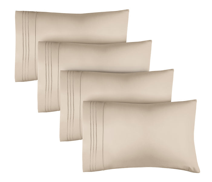 4 Pillowcase Set - Beige
