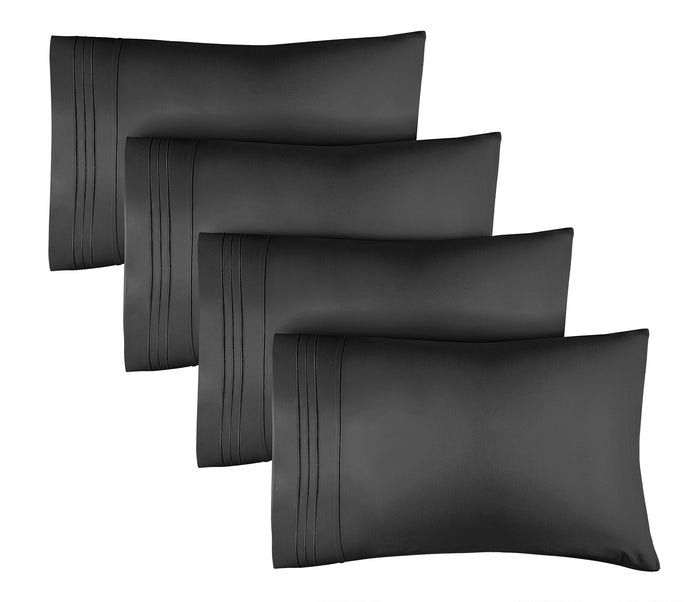 4 Pillowcase Set - Black
