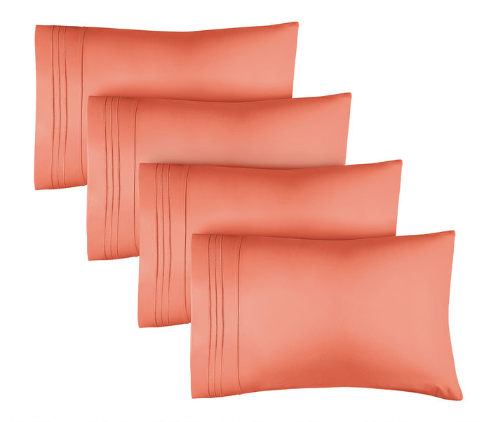 4 Pillowcase Set - Coral