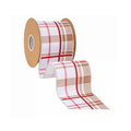 4" Wired Dupioni Ribbon | Gingerbread Plaid w/ White Backing | 10 Yard Roll