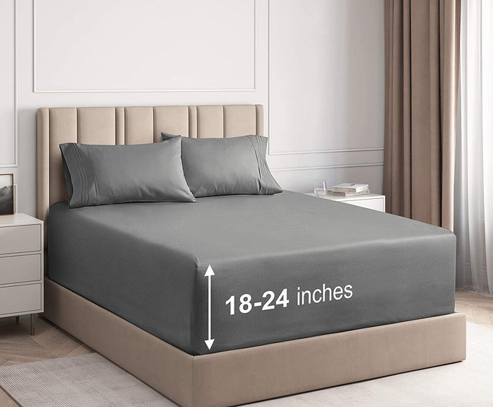 6 Piece Deep Pocket Sheet Set - Gray
