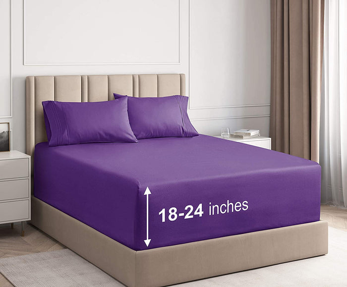 6 Piece Deep Pocket Sheet Set - Purple