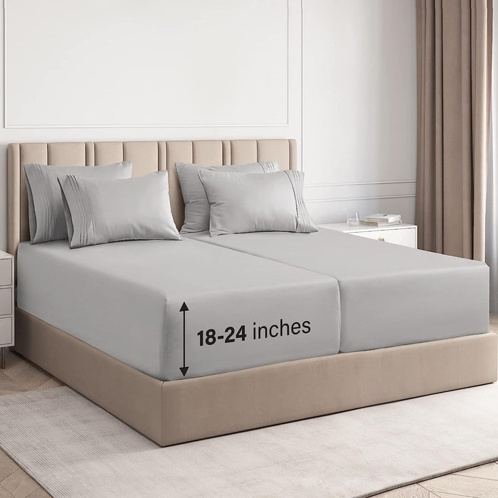 6 Piece Deep Pocket Sheet Set - Light Gray