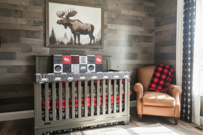 Adventure Moose Bear Woodland Boy Crib Bedding - DBC Baby Bedding Co