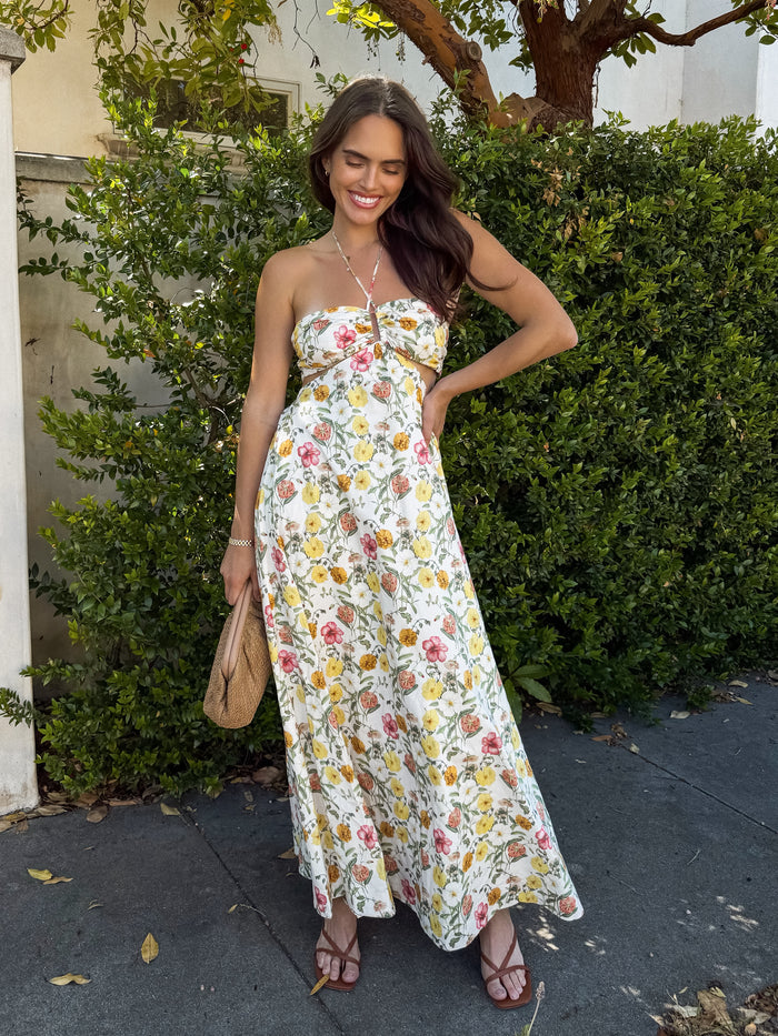 Alfresco Floral Halter Maxi Dress - Final Sale - Stitch And Feather