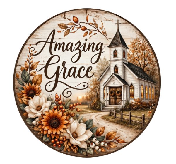 Amazing Grace 10 Inch Wreath Sign, Metal Wreath Sign, Home Decor, DIY, The Ritzy Cactus