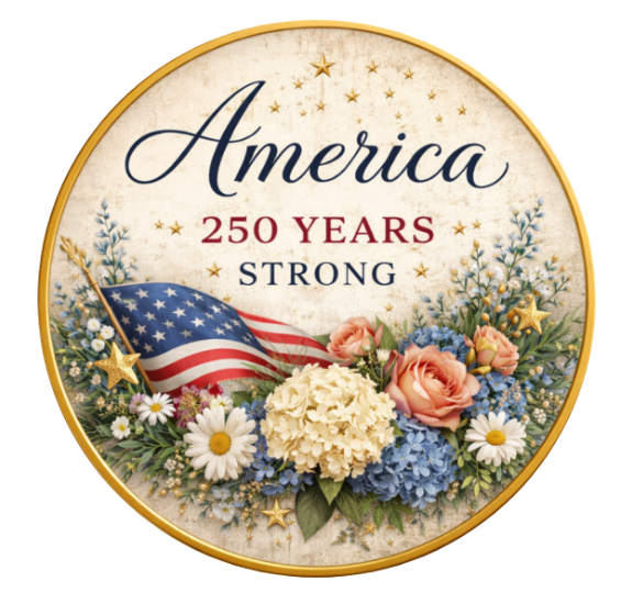 America 250 Years Strong 10 Inch Wreath Sign, Metal Wreath Sign, Home Decor, DIY, The Ritzy Cactus
