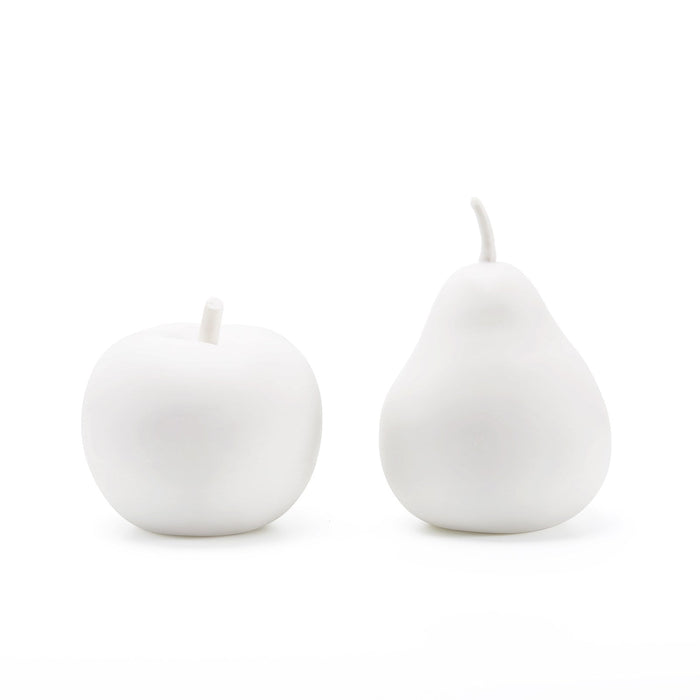 Apple & Pear Porcelain Figures - White