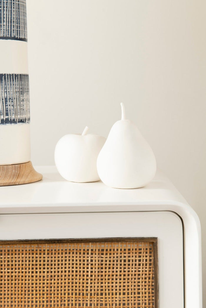 Apple & Pear Porcelain Figures - White