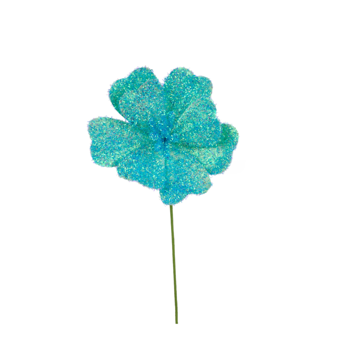 Aqua Iridescent 7.75"Dia V-Cut Foil Flower Stem, Spring Summer Wreath Embellishment , DIY Wreath Supply
