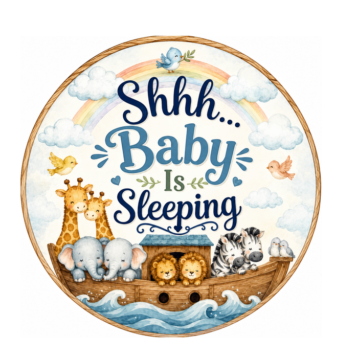 Baby Sleeping Ark Sign 10" Wreath Sign, Home Decor, The Ritzy Cactus