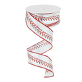Baseball Seam Wired Ribbon by RG Ribbon 1.5" x 10 Yards, Wreath Ribbon, Craft Supplies