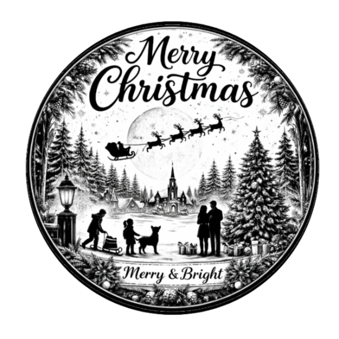 Black and White Christmas Sign 10 inch Wreath Sign, Home Decor, The Ritzy Cactus