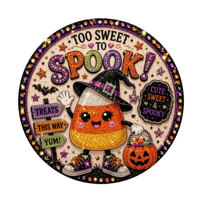 Bling Candy Corn Halloween 10" Wreath Sign, Home Decor, The Ritzy Cactus