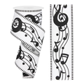Bold Music Note Striped Edge Wired Ribbon by RG – 2.5" x 10 Yards, Wreath Ribbon