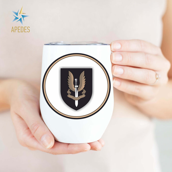 British Special Air Service Stainless Steel Stemless Wine Cup 12 OZ - Apedes Flags And Banners