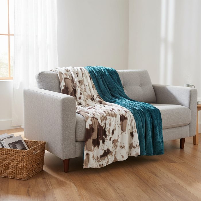 Brown Sugar Cow Minky and Mallard Galaxy Minky Blanket - DBC Baby Bedding Co