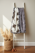 Brownie Calf and Gray Hide Minky Western Blanket