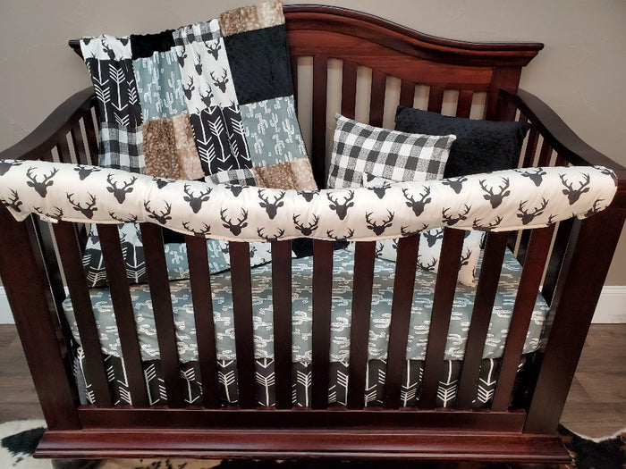 Boy Crib Bedding - Buck, Cactus, Check Woodland Baby Bedding Collection - DBC Baby Bedding Co