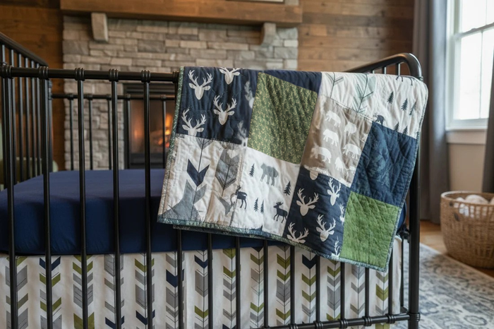 Buck, Moose, Bear Woodland Boy Crib Bedding - DBC Baby Bedding Co