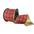 Burgundy Tweed Double Sided Gold Indulgence Wired Ribbon by JAS – 4" x 5 Yards, Wreath Ribbon