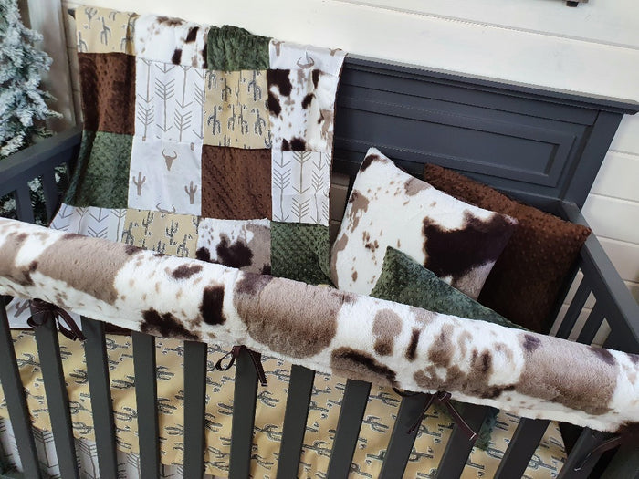Boy Crib Bedding - Cactus and Brown Sugar Cow Ranch Collection - DBC Baby Bedding Co
