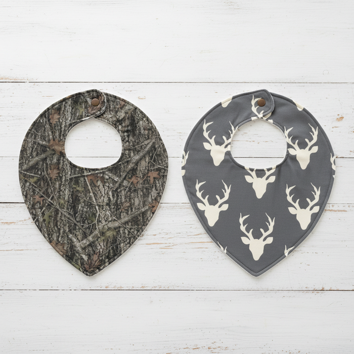 Camo and Buck Woodland Bibs - DBC Baby Bedding Co
