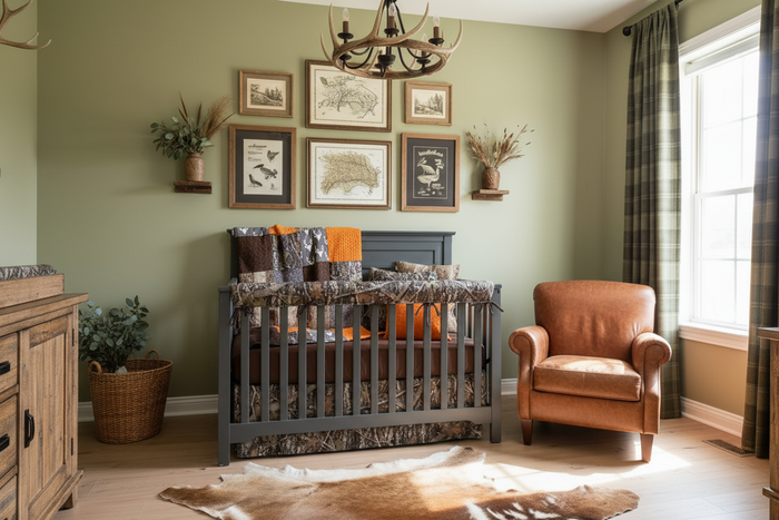 Camo Hunting Woodland Nursery - Angled View