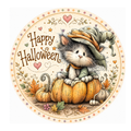 Cat Polka Dot Halloween Sign 10" Wreath Sign, Home Decor, The Ritzy Cactus